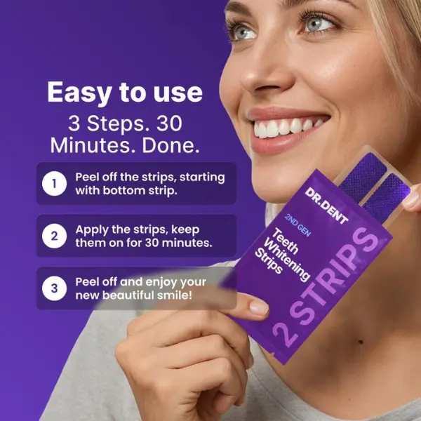 Dr Dent Purple Teeth Whitening Strips - Image 3